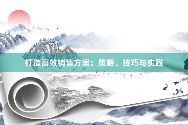 打造高效销售方案：策略、技巧与实践